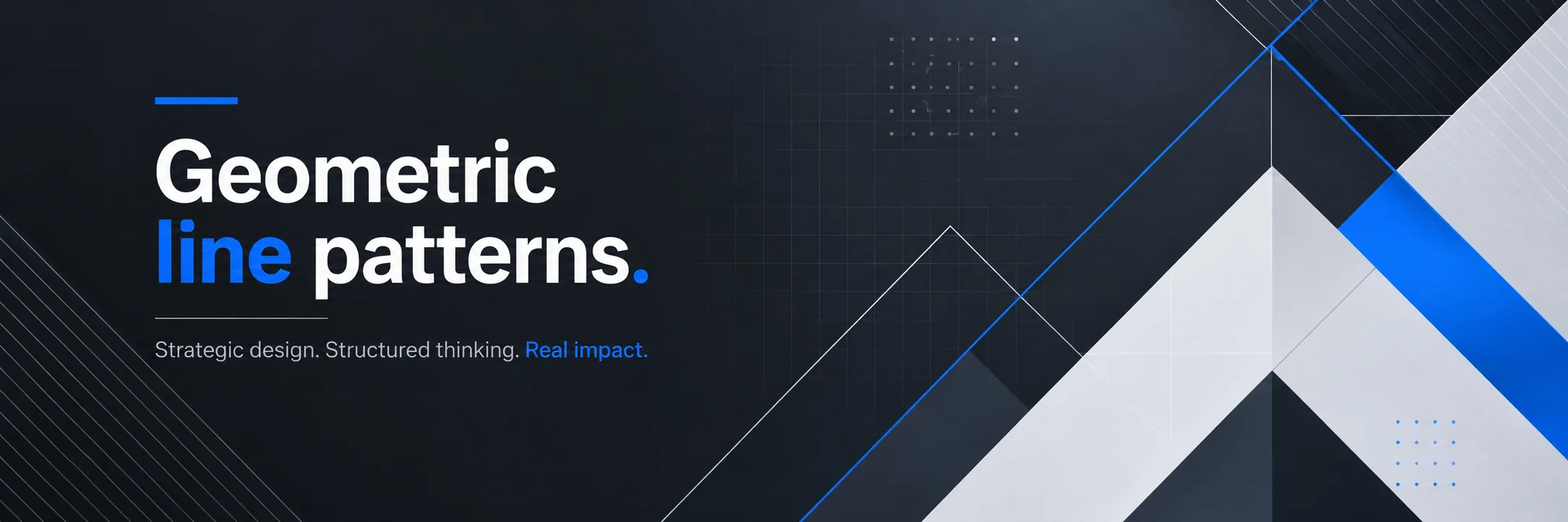 Geometric line patterns LinkedIn cover photo example with modern dark and blue lines
