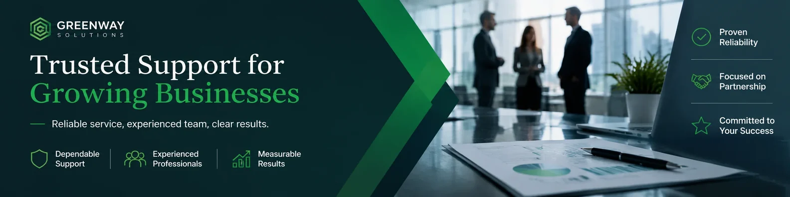 Business LinkedIn cover example showing a company credibility cover