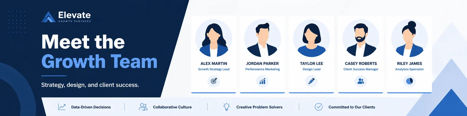 Business LinkedIn cover example showing a team branding cover
