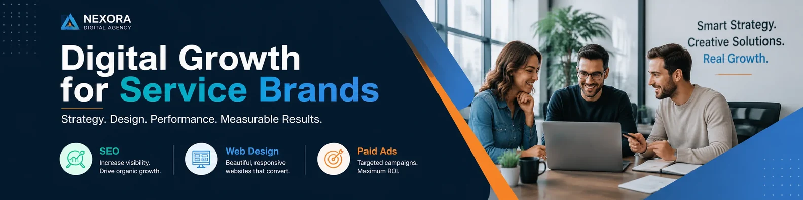 Business LinkedIn cover example showing an agency service banner