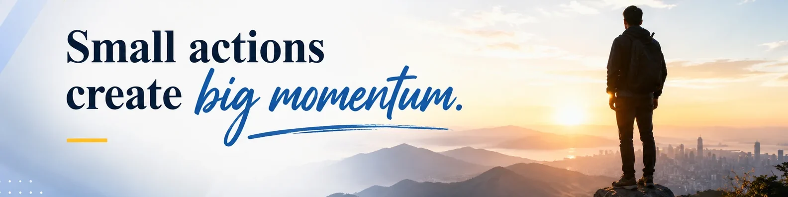 Quote LinkedIn cover photo example with a motivational business line