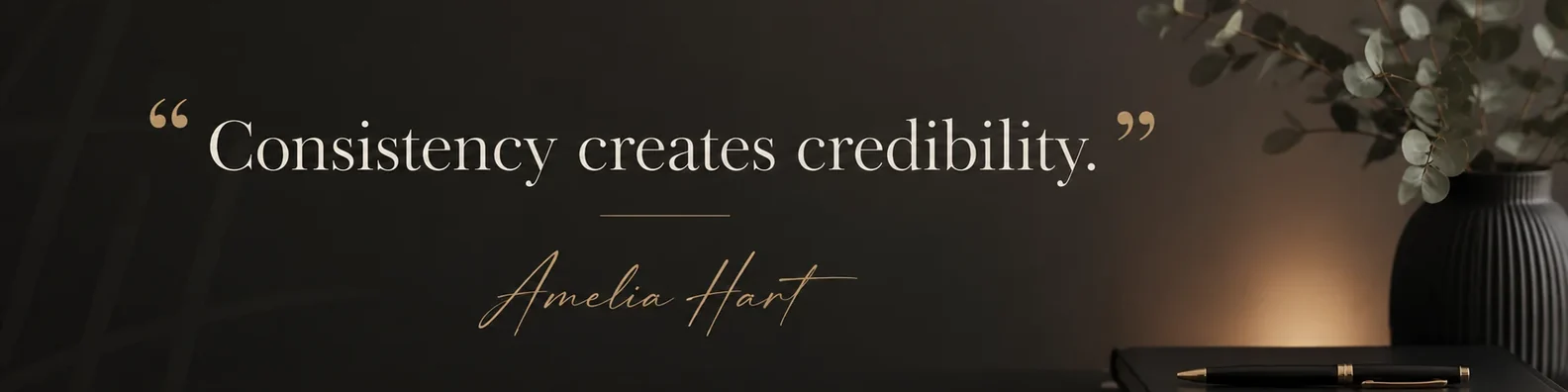 Quote LinkedIn cover photo example with a signature style quote banner