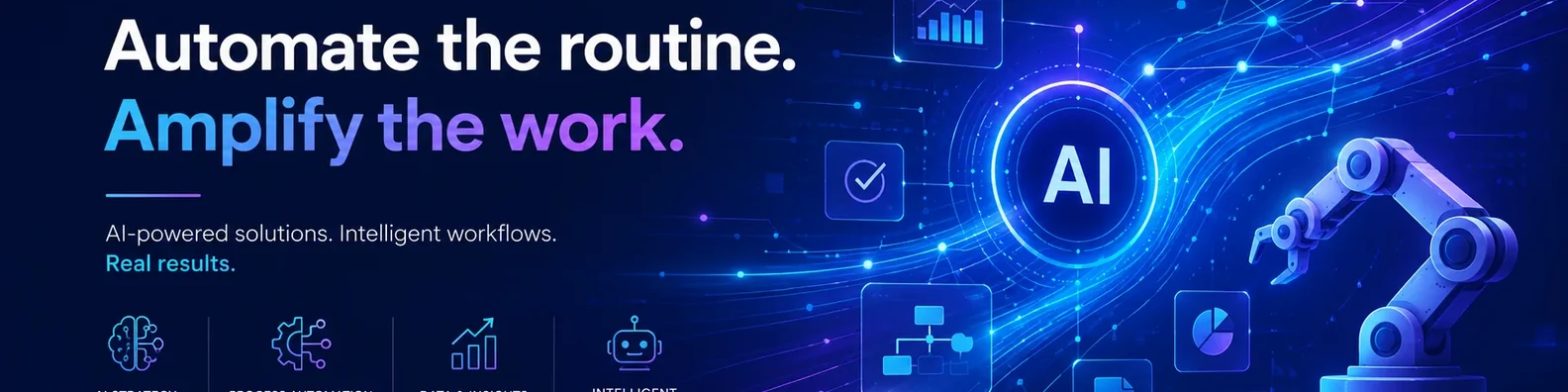 Technology LinkedIn cover photo example with AI and automation theme