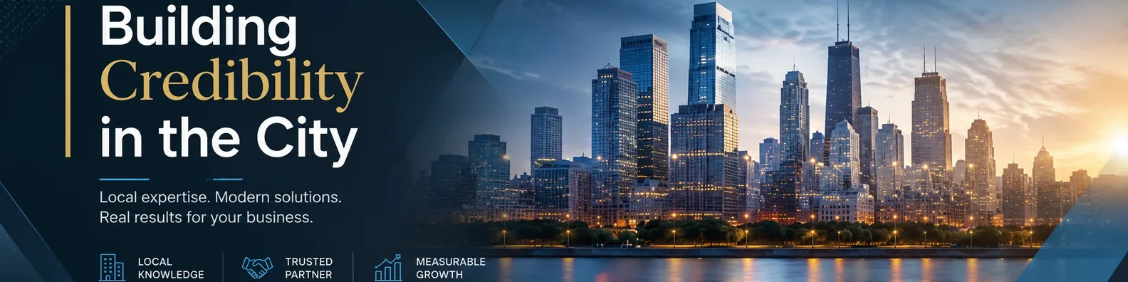 Urban LinkedIn cover photo example with city skyline banner